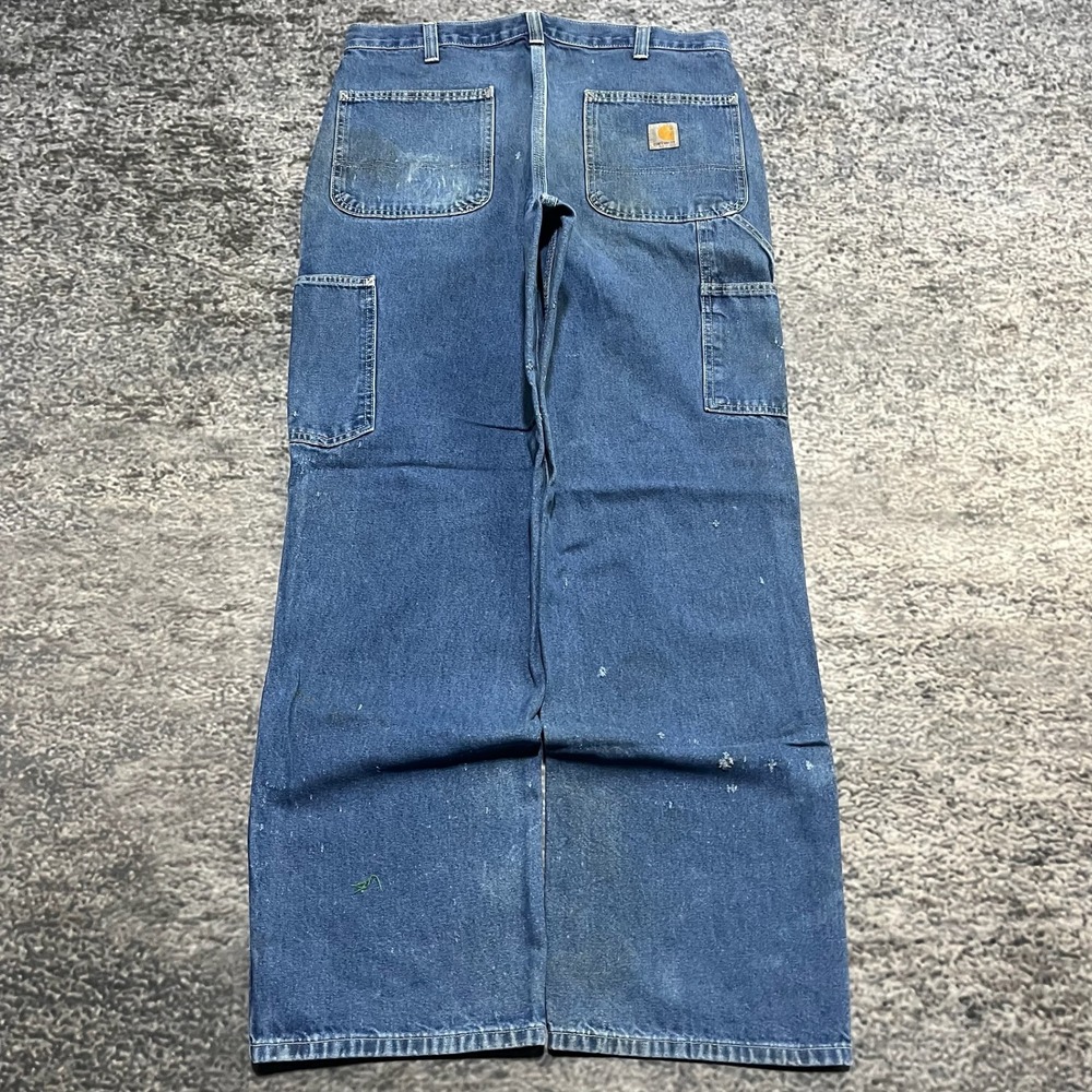 Vintage Carhartt Carpenter Jeans Distressed Mens 34x32 Blue Workwear Baggy